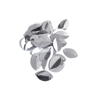 Half-folded silvery eye sequins - size 9 x 15 mm - weight 5 g