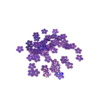 Purple flower sequins - size 7 mm - weight 5 g