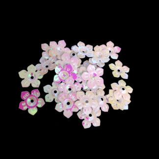 Iridescent light pink flower sequins - size 14 mm - weight 5 g
