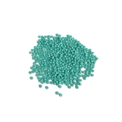 Round turquoise green seed beads - size 2 mm - weight 50 g