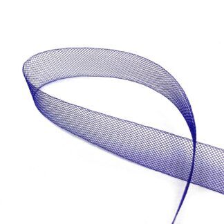 Elastic mesh net hard purplish blue nylon ribbon by roll - width 25 mm - length 4.4 metres