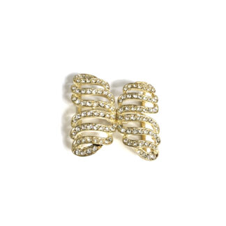 Clear rhinestones golden metal buckle - size 40 mm
