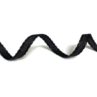 Shiny black polyester ribbon with wavy edges by metre - width 10 mm