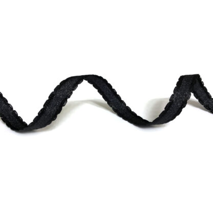 Shiny black polyester ribbon with wavy edges by metre - width 10 mm