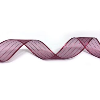Reddish brown organza ribbon with glittery threads by metre - width 25 mm
