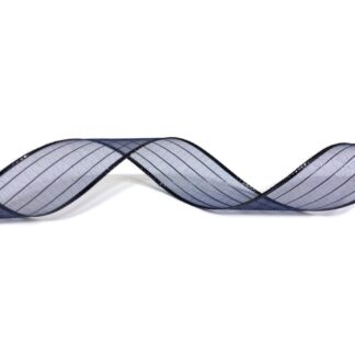 Dark blue organza ribbon with shiny stripes and edges by metre - width 25 mm