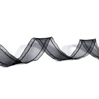 Black organza ribbon with wavy edges by metre - width 25 mm
