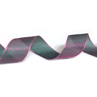 Pink and green polyester and nylon ribbon by metre - width 25 mm