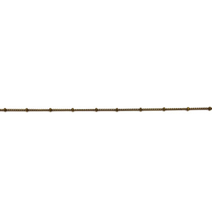 Beaded dark brass metal chain by metre - diametre 2 mm
