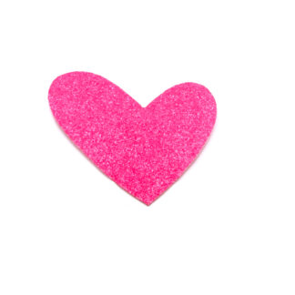 Glittery pink heart felt-backed decoration - size 70 x 80 mm