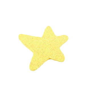 Glittery yellow felt-backed star decoration - size 75 x 80 mm