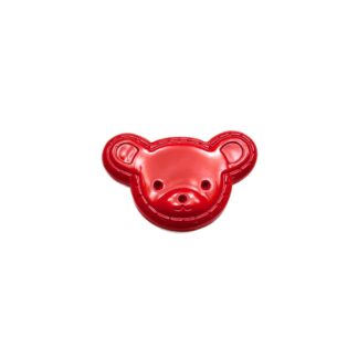 Red bear head flat-back glue-on decoration - size 24 x 39 mm
