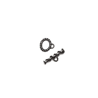 Dark grey metal oval toggle clasp - size 15 x 24 mm