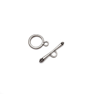 Silvery metal round toggle clasp - size 19 x 25 mm