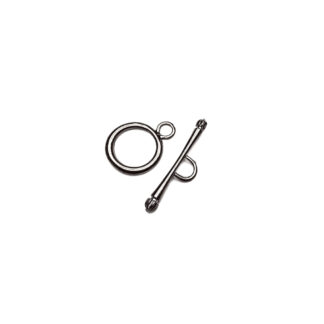 Dark grey metal round toggle clasp - size 19 x 25 mm