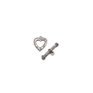 Silvery metal heart toggle clasp - size 16 x 19 mm