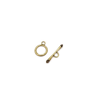 Golden metal round toggle clasp - size 19 x 25 mm