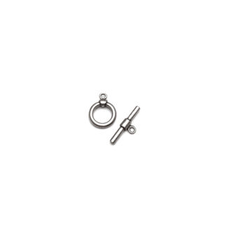 Silvery metal round toggle clasp - size 15 x 23 mm
