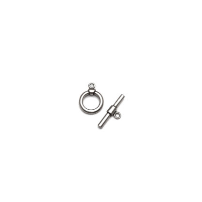 Silvery metal round toggle clasp - size 15 x 23 mm