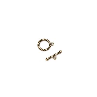 Golden metal twisting round toggle clasp - size 18 mm
