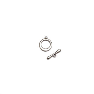 Silvery metal round toggle clasp - size 15 x 19 mm