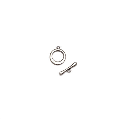 Silvery metal round toggle clasp - size 15 x 19 mm