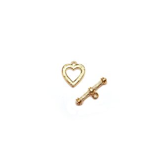 Golden metal heart toggle clasp - size 16 x 19 mm