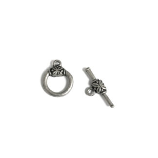 Silvery metal round toggle clasp - size 15 x 18 mm