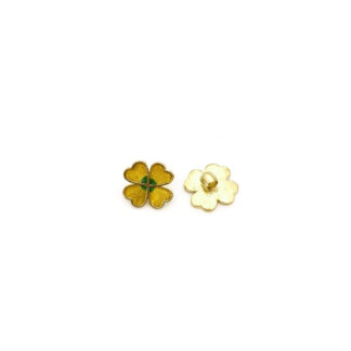 Green yellow flower golden metal hair elastic decoration - size 19 mm
