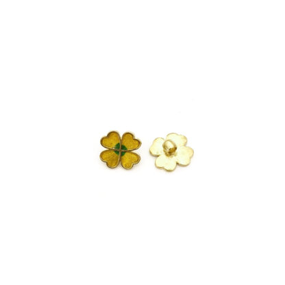 Green yellow flower golden metal hair elastic decoration - size 19 mm