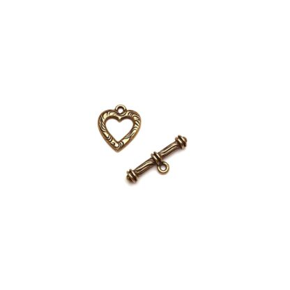 Golden metal heart toggle clasp - size 16 x 19 mm