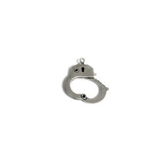 Silvery metal handcuff pendant - size 22 x 26 mm