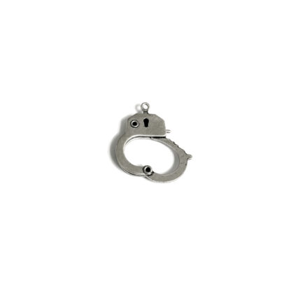 Silvery metal handcuff pendant - size 22 x 26 mm