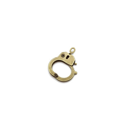 Brass metal handcuff pendant - size 22 x 33 mm