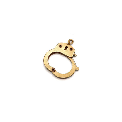 Brass metal handcuff pendant - size 28 x 39 mm
