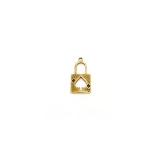 Brass metal ace of spades padlock pendant - size 13 x 25 mm