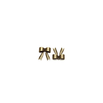 Ribbon bow brass metal pendant - size 14 mm