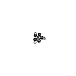 Black flower triangular silvery metal connector - size 13 mm