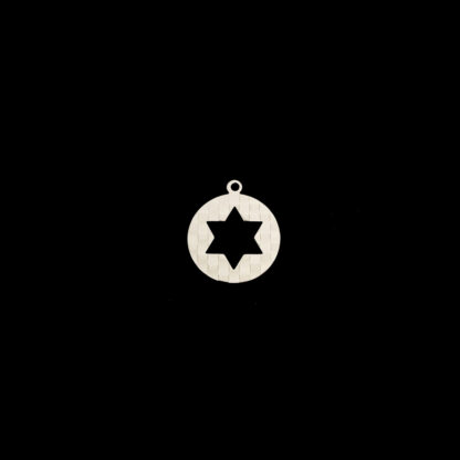 Perforated star round silvery metal pendant - size 19 mm