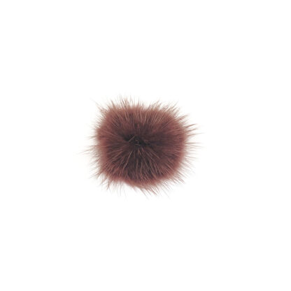 Round flat-back brown fur - diametre 30 mm
