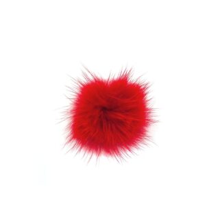 Round flat-back red fur - diametre 35 mm