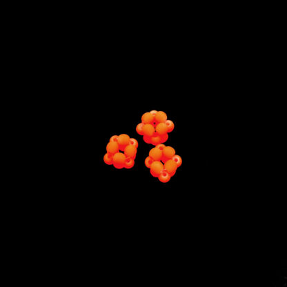 Neon orange beads cluster balls - size 10 mm - 3 pieces
