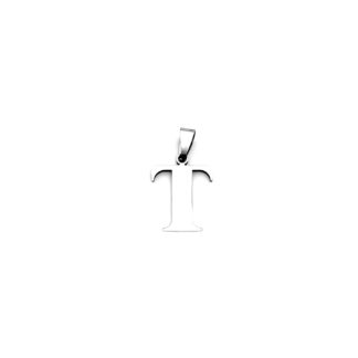 Silvery metal letter T pendant - size 18 x 32 mm