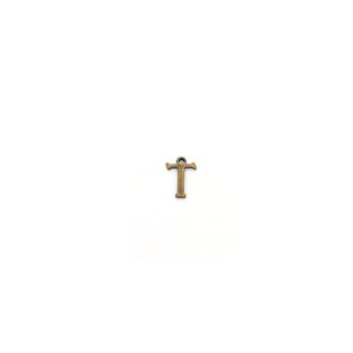 Brass metal letter T pendants - size 8 x 11 mm - 5 pieces
