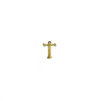 Brass metal letter T pendants - size 9 x 15 mm - 5 pieces