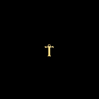 Golden metal letter T pendants - size 8 x 11 mm - 5 pieces