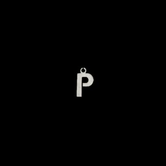 Silvery metal letter P pendants - size 7 x 12 mm - 2 pieces