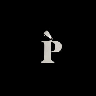 Silvery metal letter P pendant - size 18 x 32 mm
