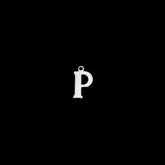 Silvery metal letter P pendants - size 9 x 15 mm - 5 pieces