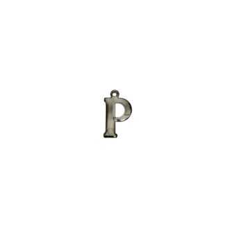 Dark grey metal letter P pendants - size 9 x 15 mm - 5 pieces